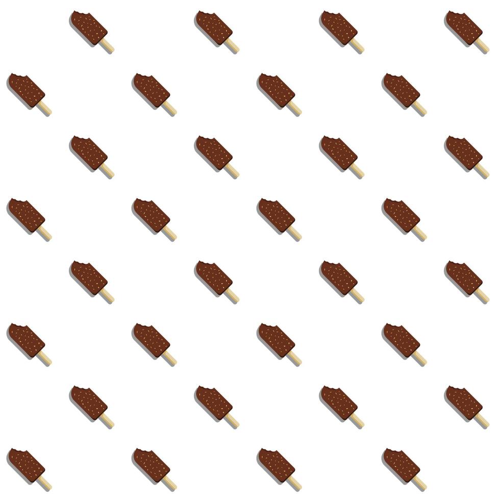 Bitten Chocolate hazelnut ice cream Popsicle seamless pattern vector