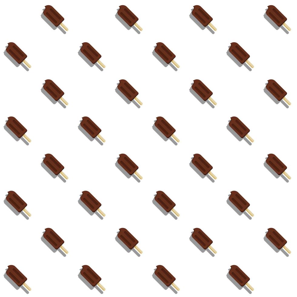 palito de helado de paletas de chocolate sobre fondo blanco de patrones sin fisuras vector