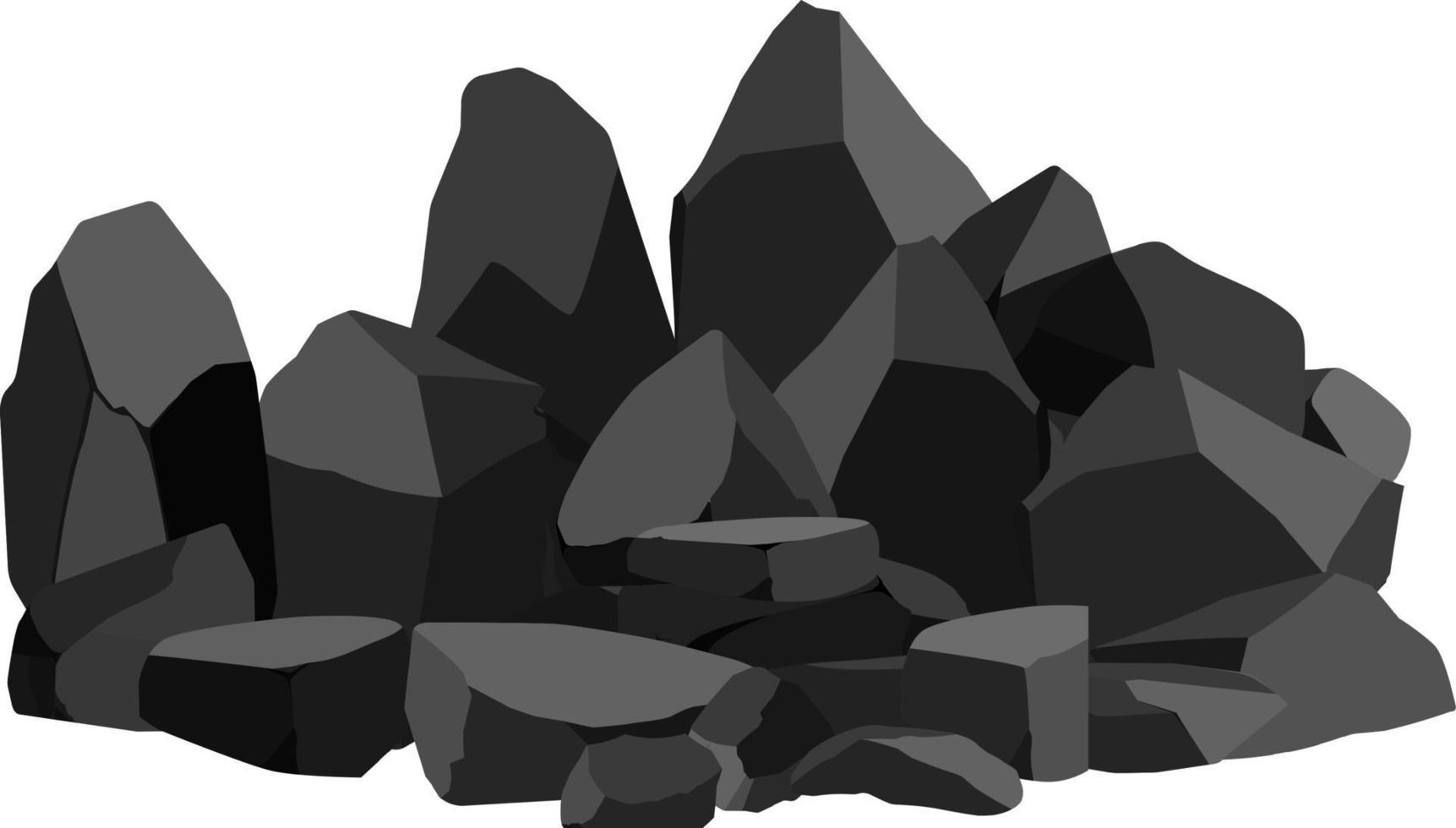 A set of black charcoal of various shapes.Collection of pieces of coal