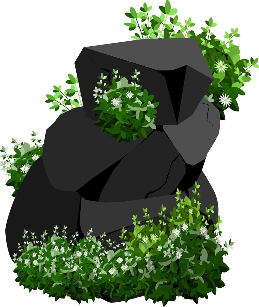 A set of black charcoal of various shapes.Collection of pieces of coal, graphite, basalt and anthracite. The concept of mining and ore in a mine.Rock fragments,boulders and building material. vector