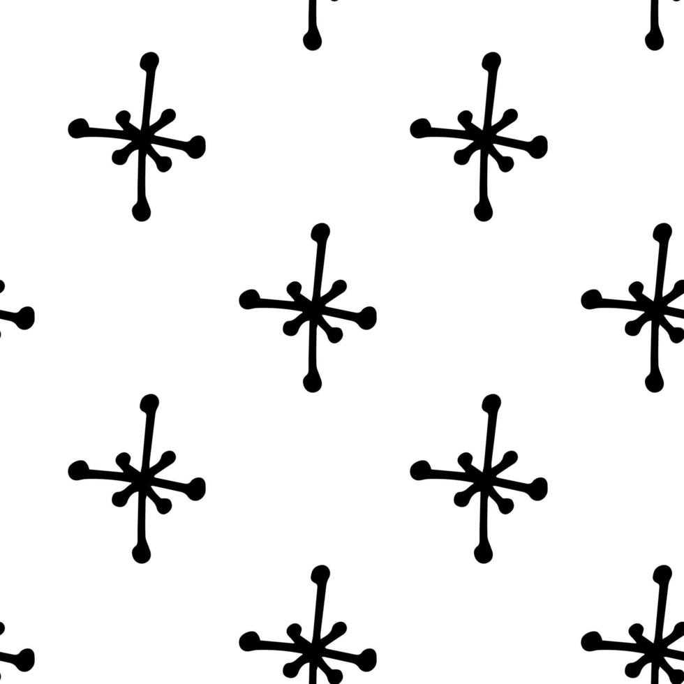 Seamless vector pattern Doodle snowflakes a white