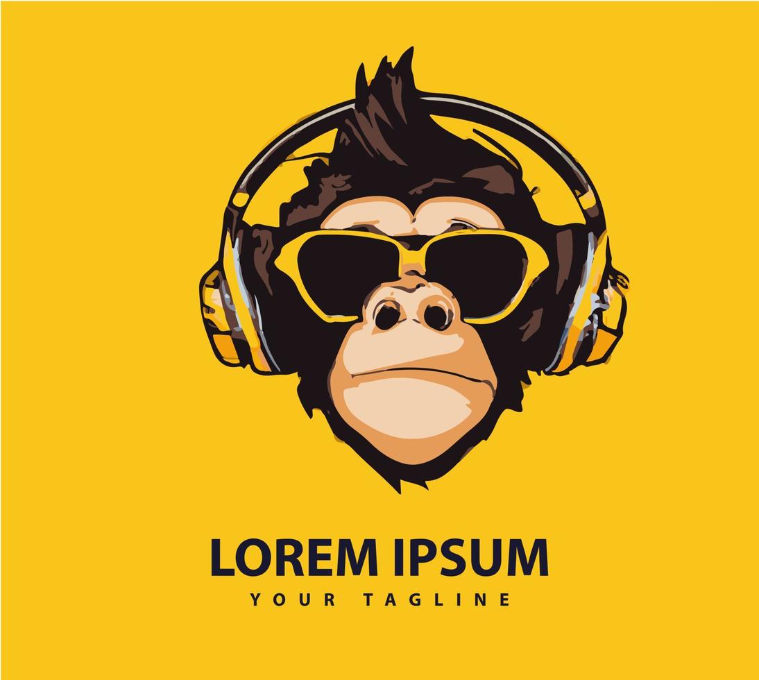 Awesome cool monkey logo design. vector