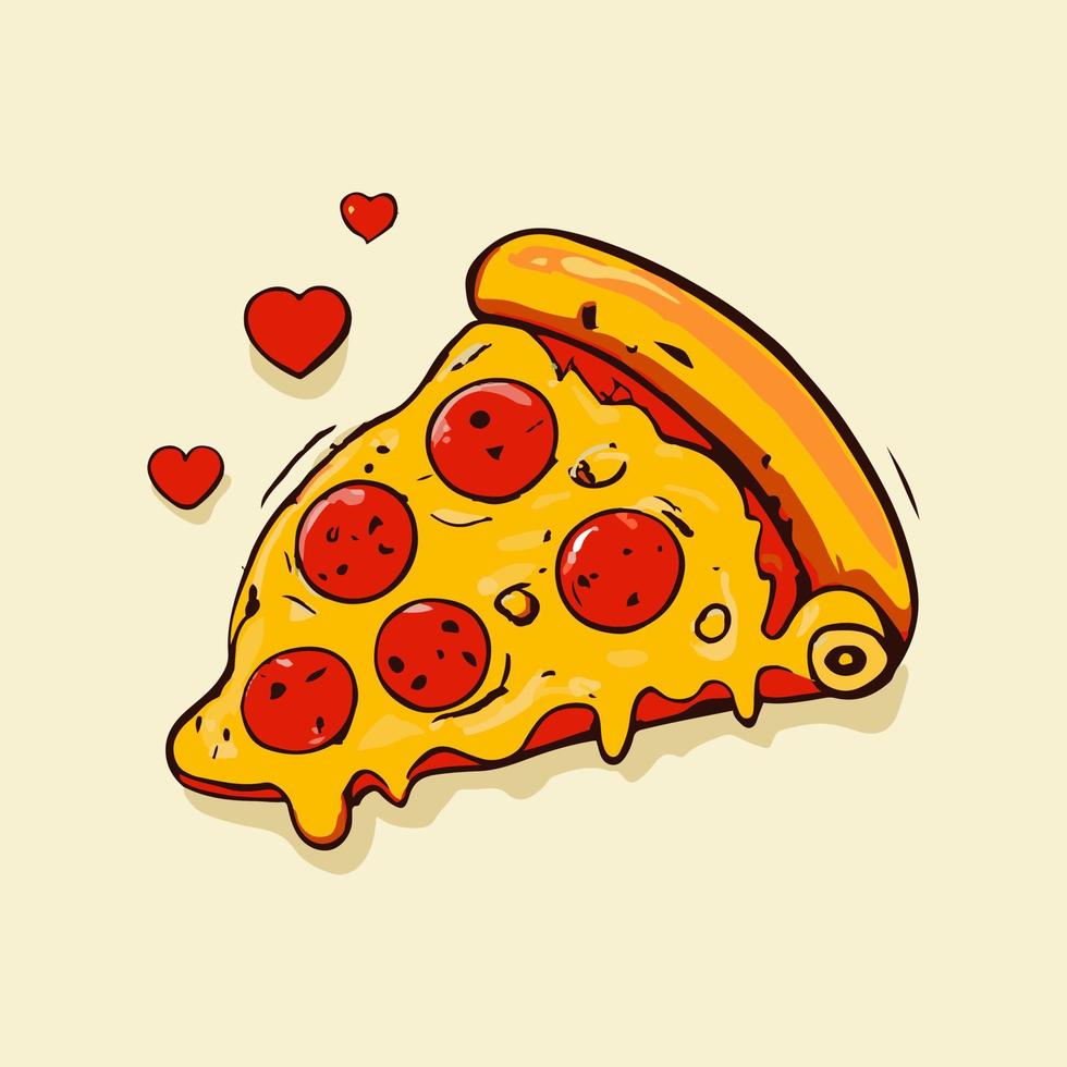 rebanada de pizza con queso goteando. ilustración vectorial vector