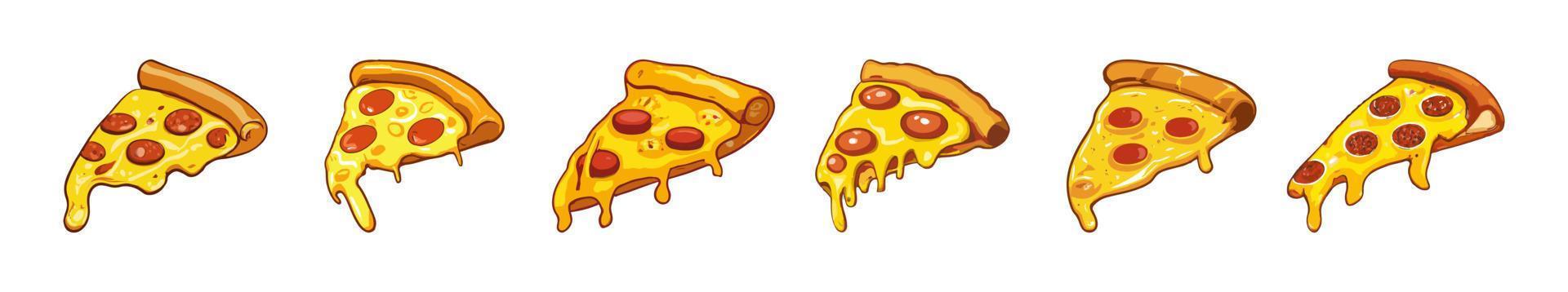 rebanada de pizza con queso goteando. ilustración vectorial vector