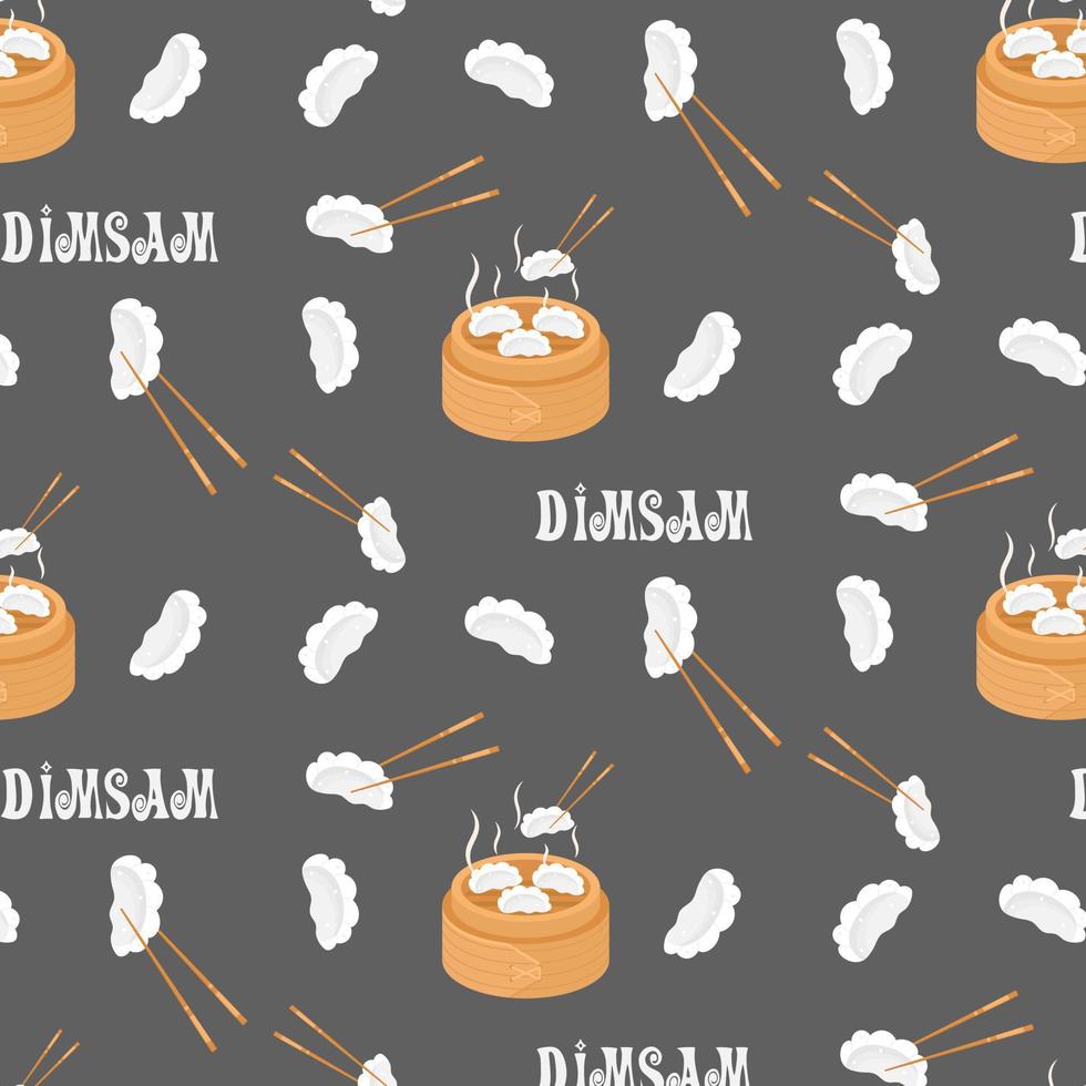 Dimsam, traditional Chinese dumplings. Pattern. Asian cuisine. Vector illustration.