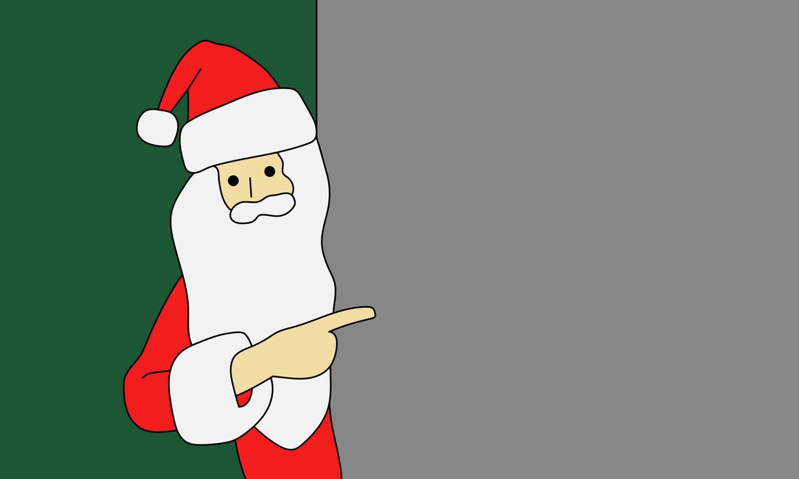 Santa Claus points his finger, vector illustration.