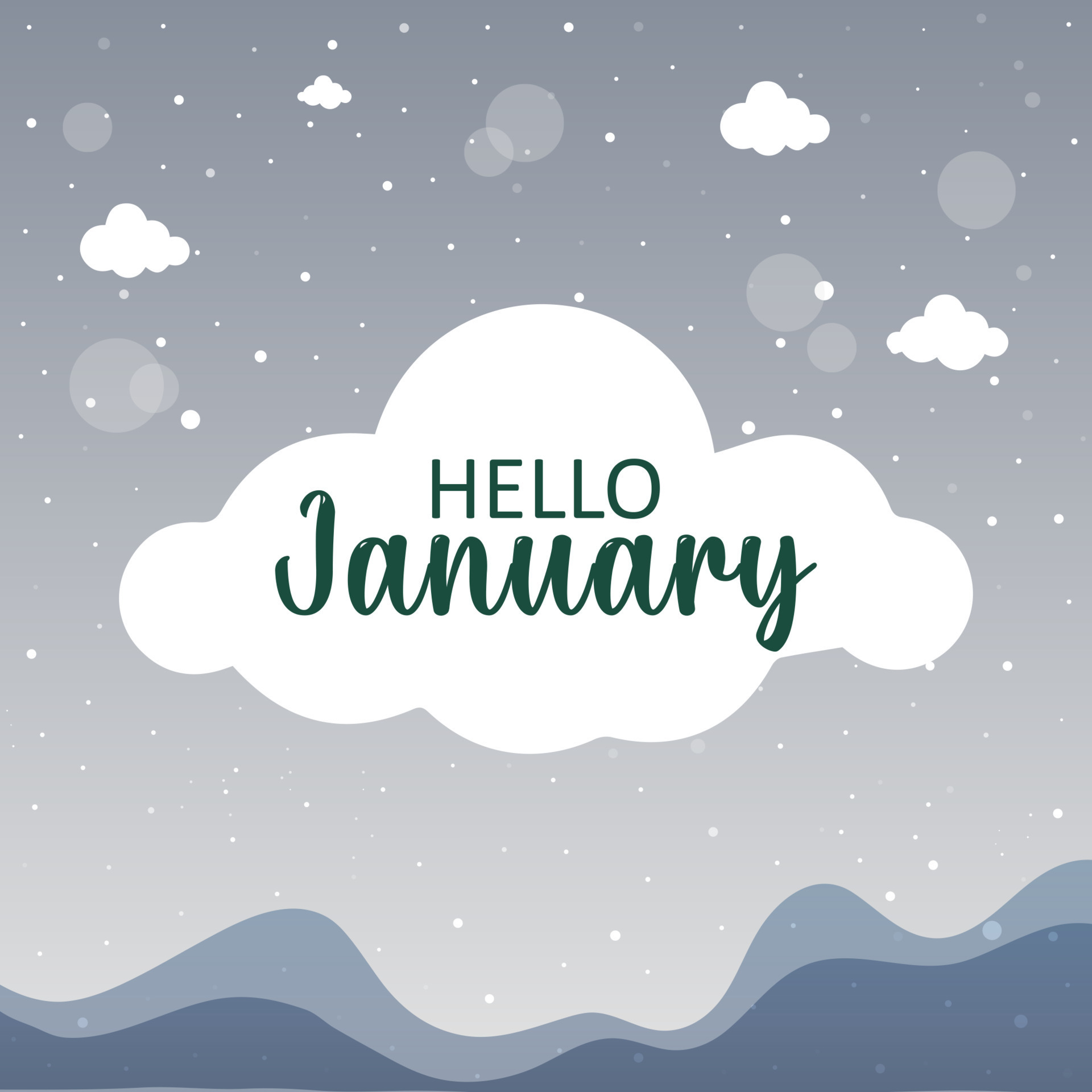 Hello January. january vector for greeting. new month. new year