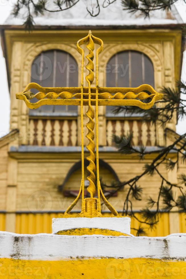 Yellow Wooden Ortodox Church photo