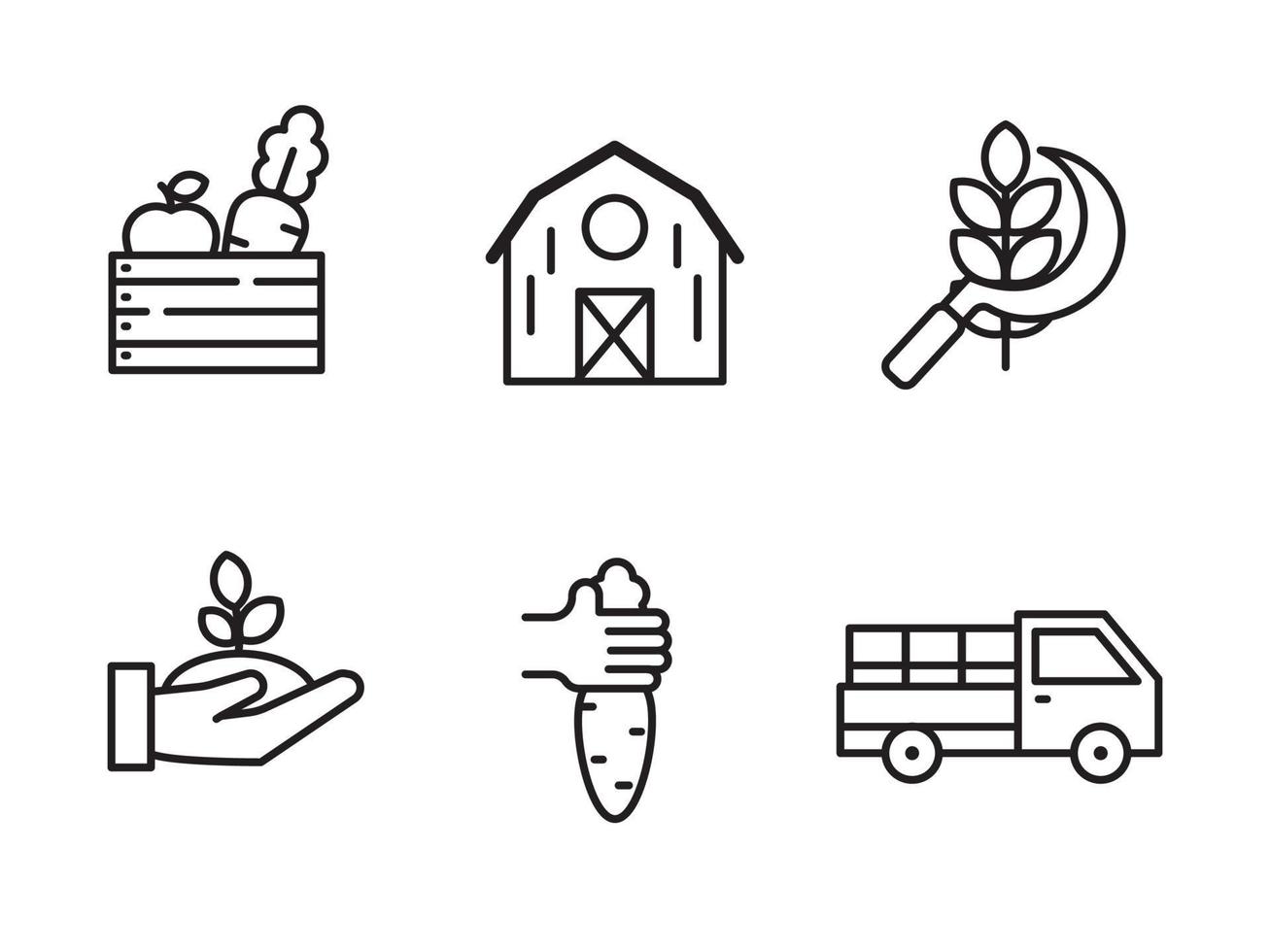 Set of harvest icons with linear style and black color isolated on white background vector