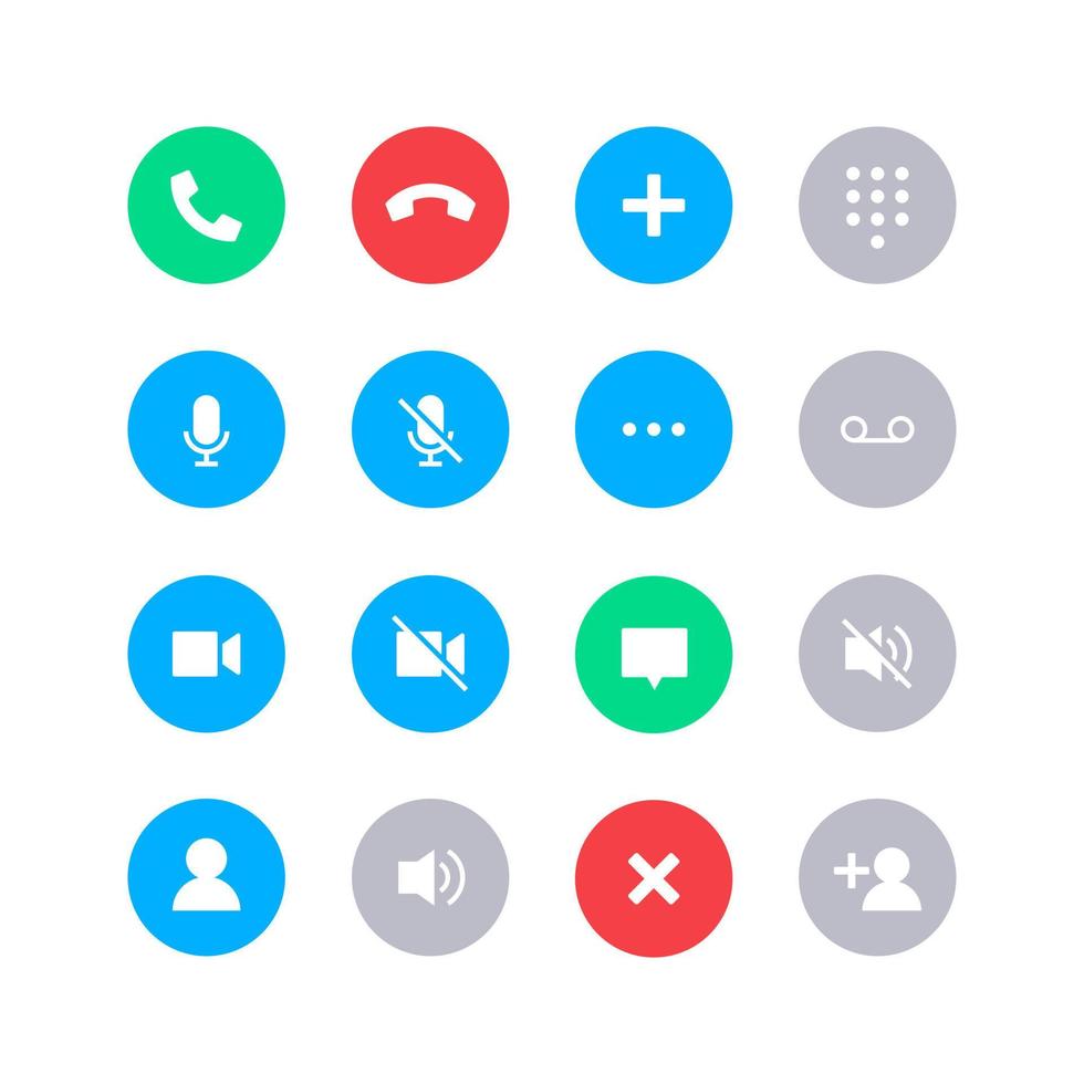 Phone call icon set. Suitable for design element of smartphone call user interface, phone call button, and ui ux icon set. vector