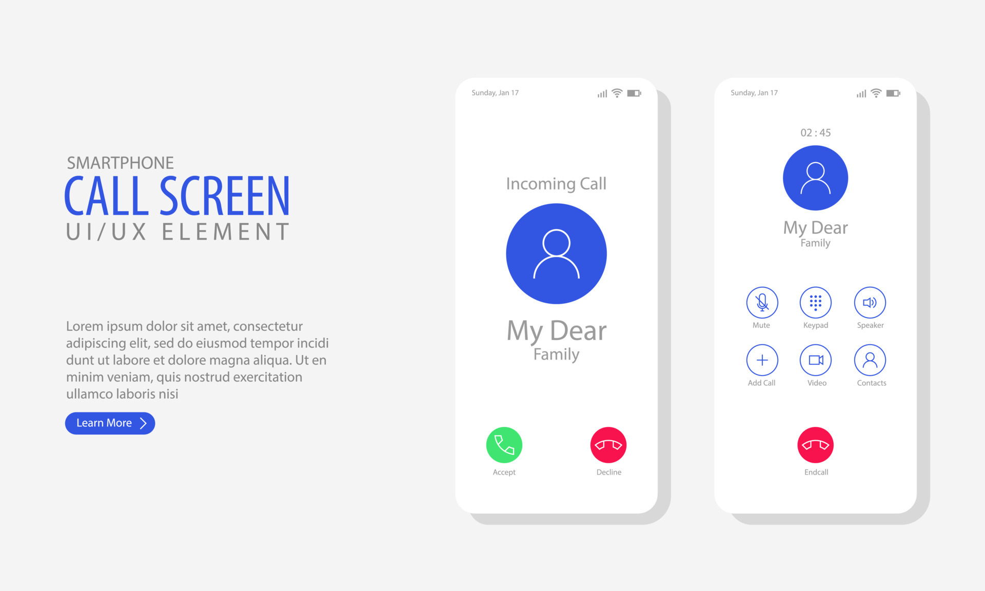 Smartphone call screen vector illustration. Suitable for design element
