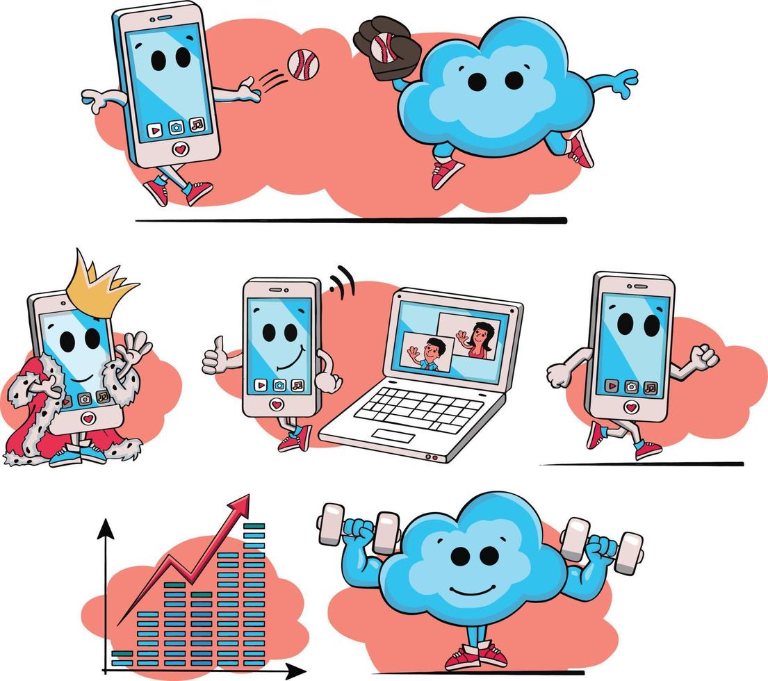 set of icons computer telephone communication icon vector