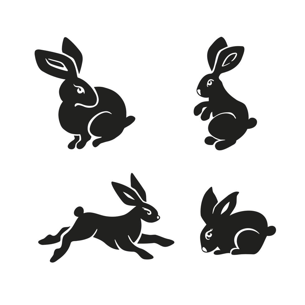 juego de conejito de Pascua, silueta de conejo, ilustración vectorial vector