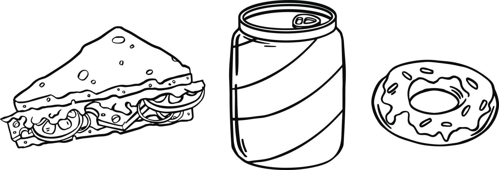 Set of nine transparent, black and white fast food icons. 15564765