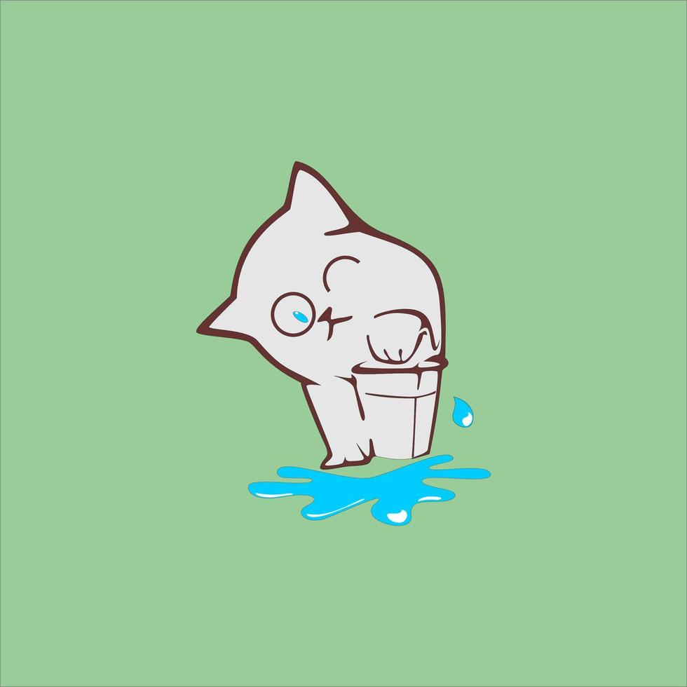 baby cat playing in the water vector