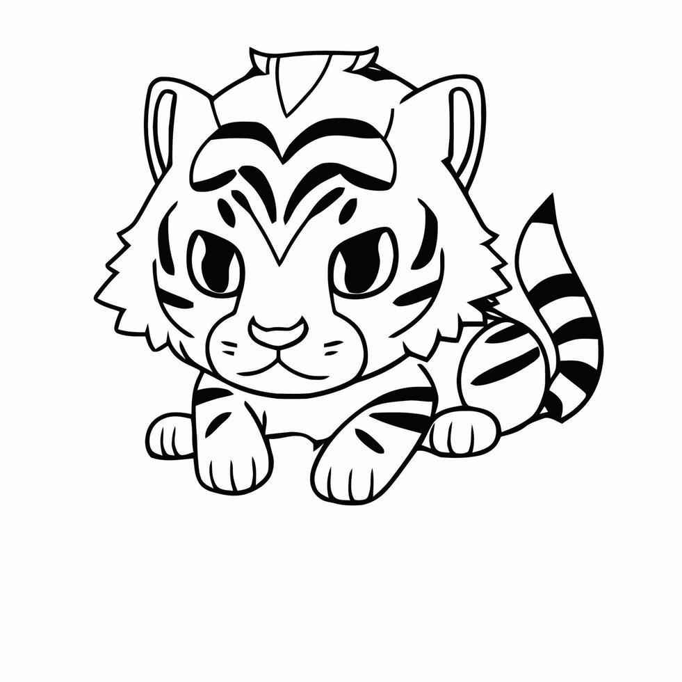 Black and White Tiger Illustration vector