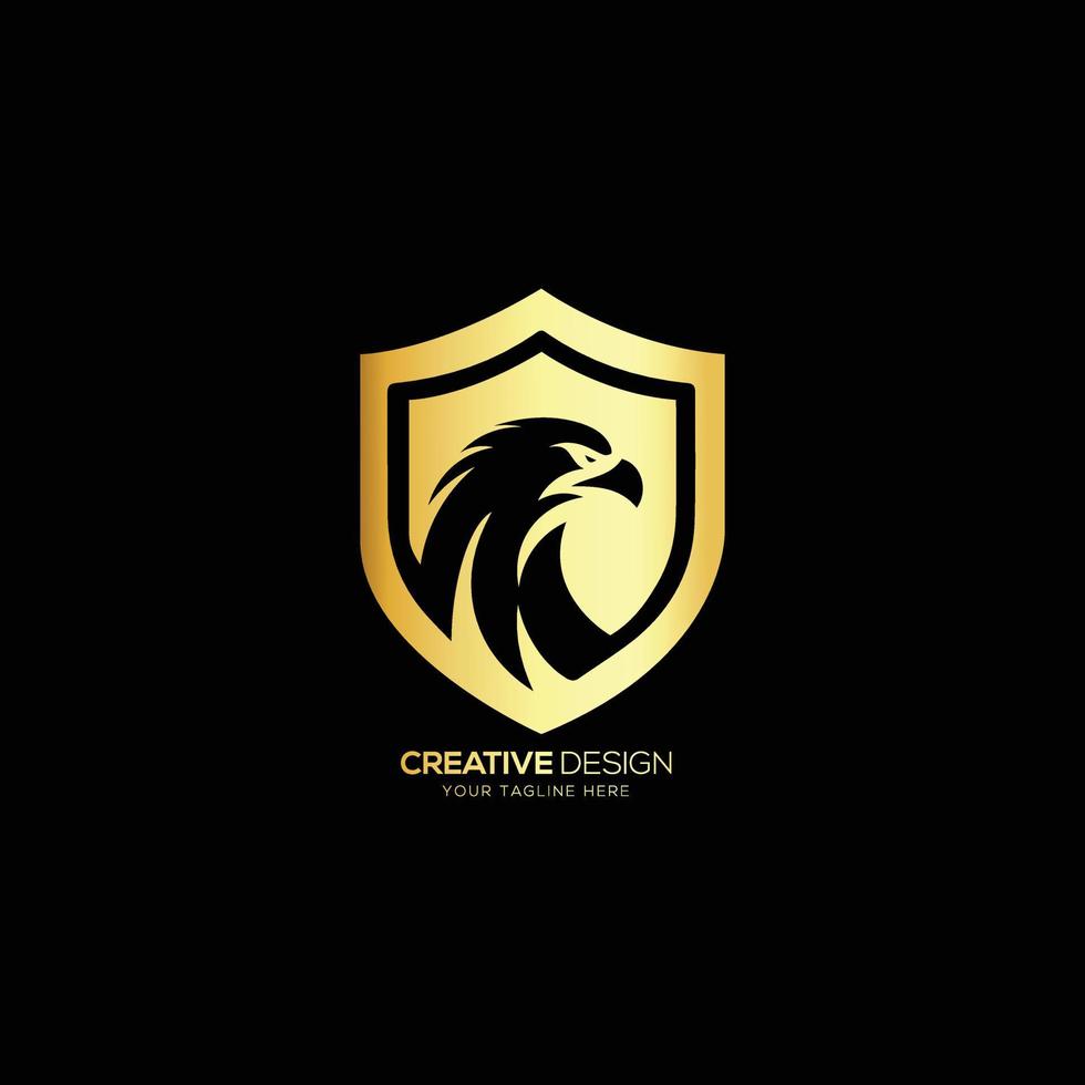 Eagle modern design with shield falcon logo vector