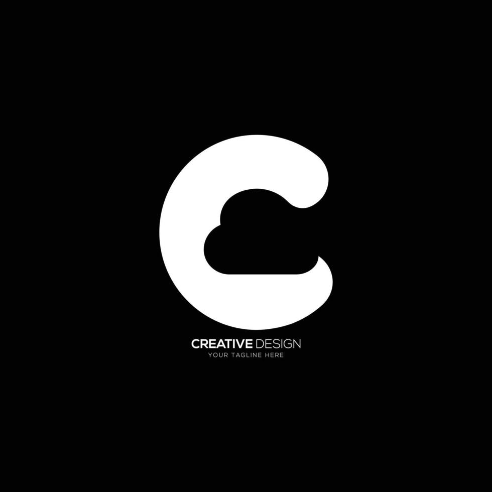 Modern letter C cloud shape monogram logo vector