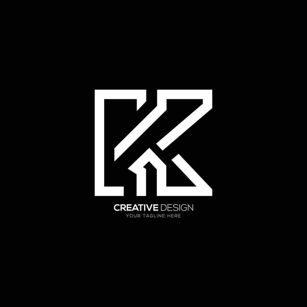 logotipo de arte de línea de letra ck creativa vector
