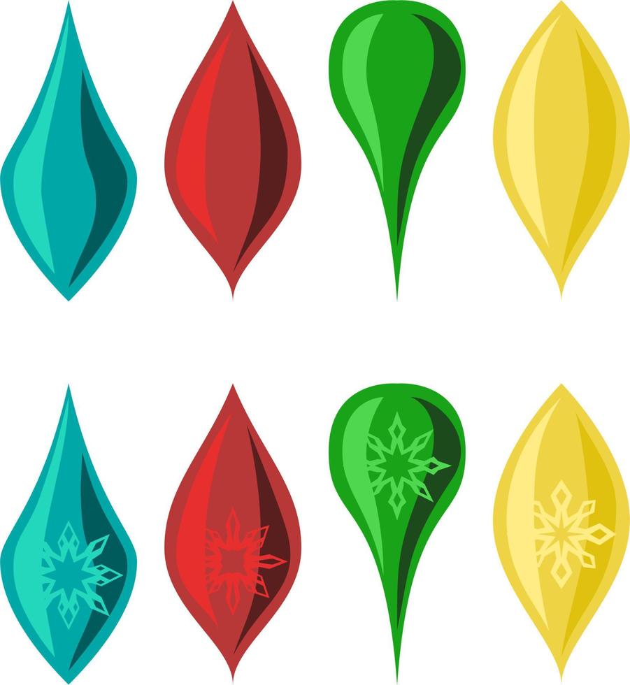 Assortment Christmas Holiday Tree Ornaments With Snowflakes Red Green Blue Yellow Vector