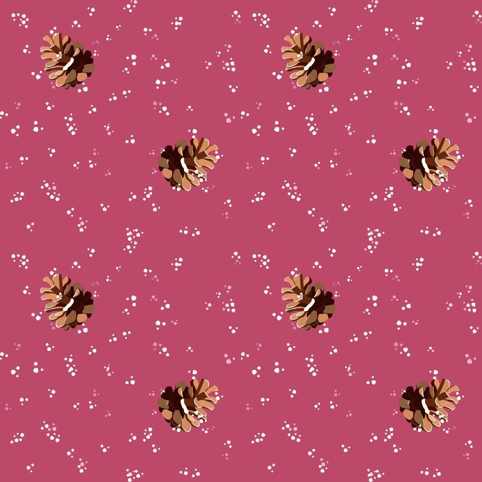 Seamless winter with pinecone and snow christmas pattern vector