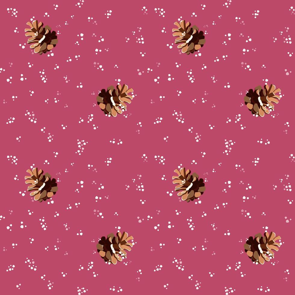 Seamless winter with pinecone and snow christmas pattern vector