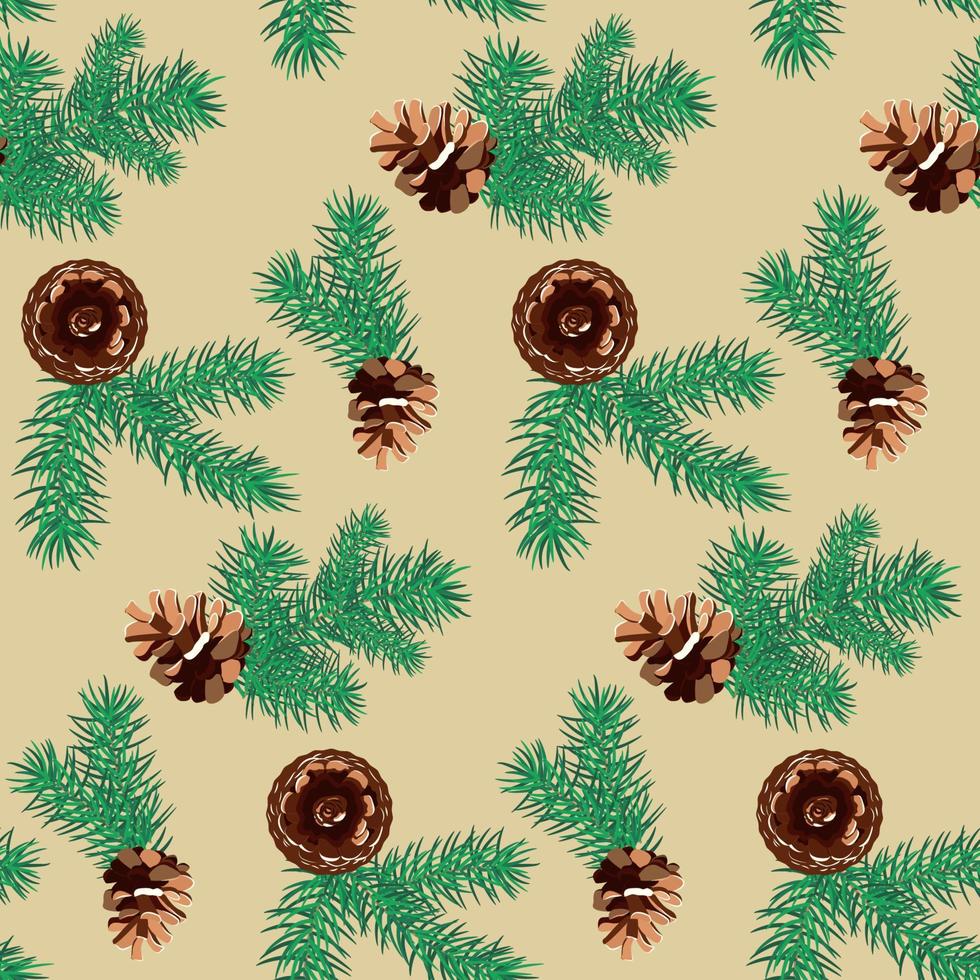 Seamless winter with pinecone and branches christmas pattern vector