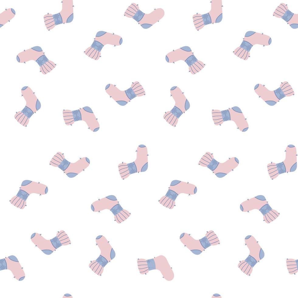 Seamless winter christmas knitted warm socks pattern vector