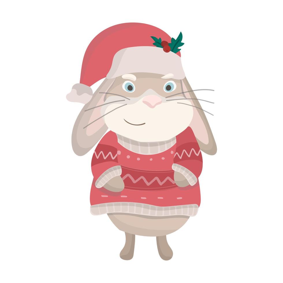 Christmas rabbit. Symbol of 2023 year. vector