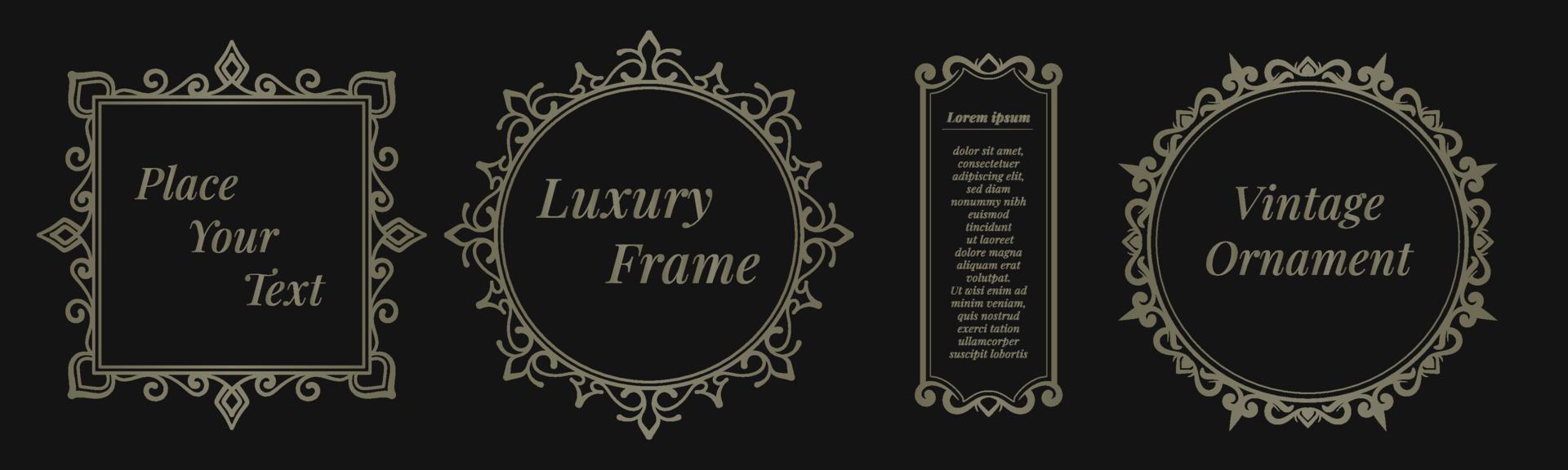 retro frame set, vintage ornament vector