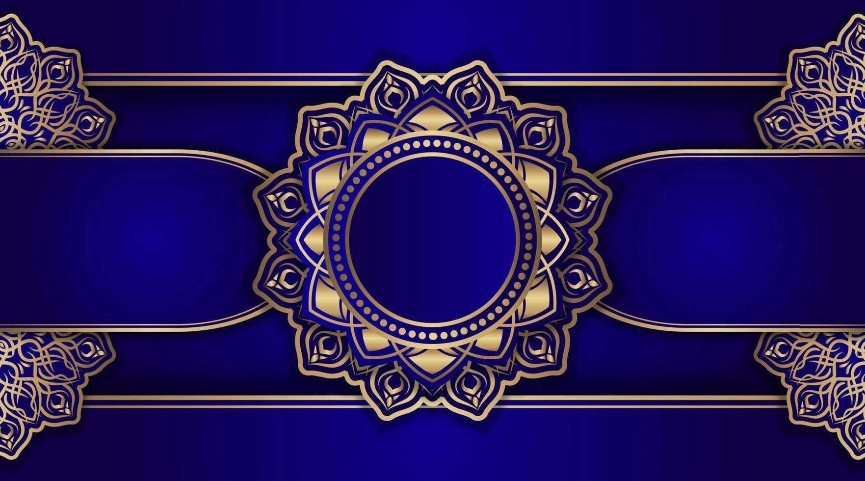 fondo de lujo azul con adorno de mandala vector