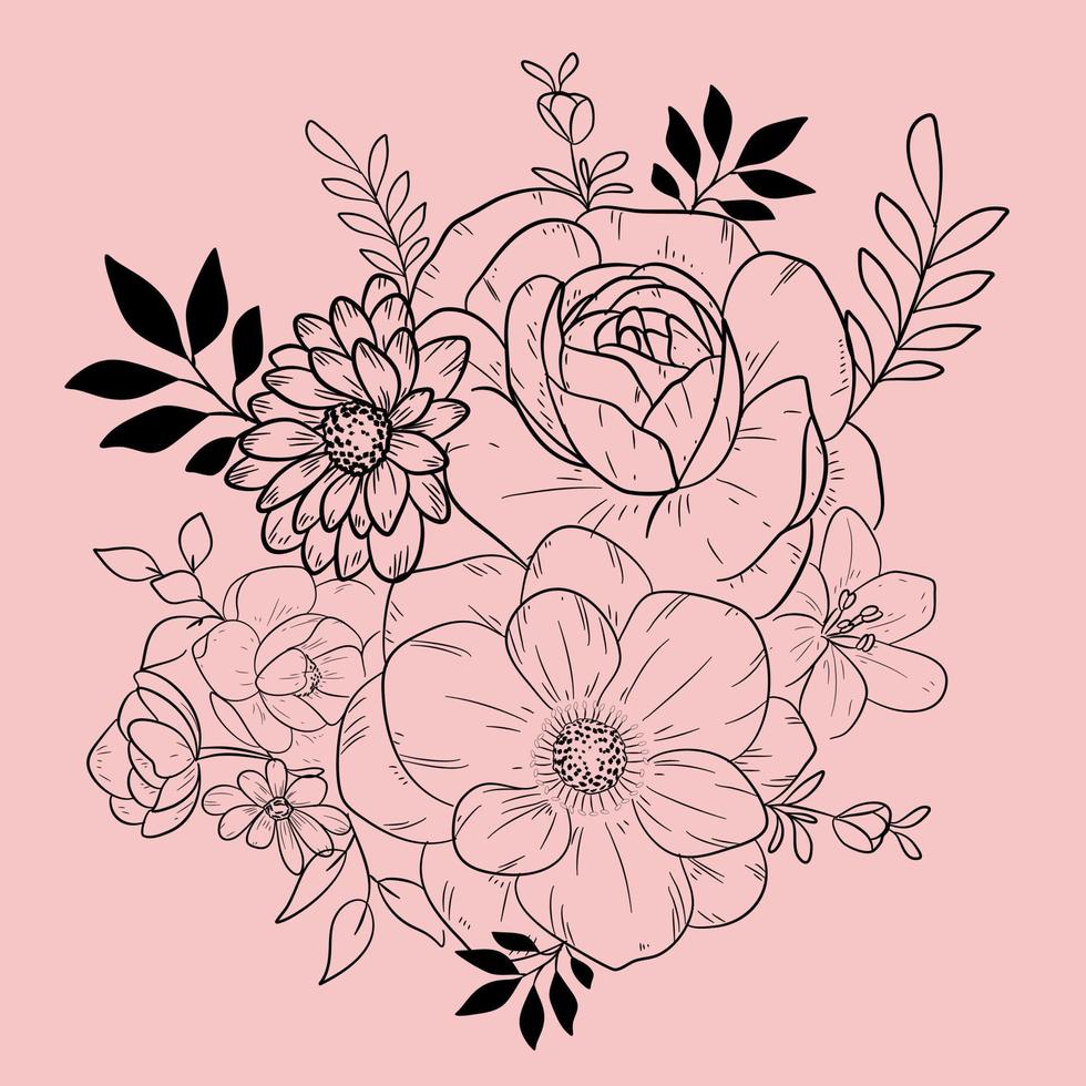 Hand drawn floral bouquet vector