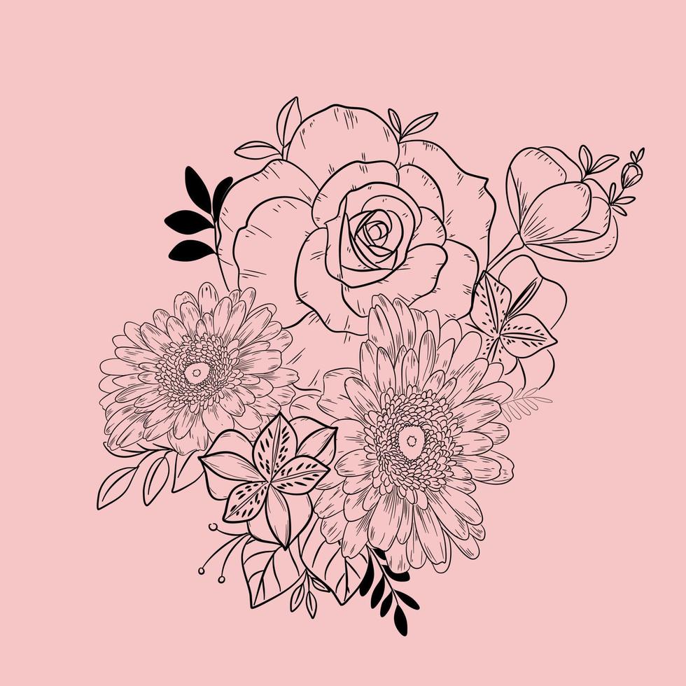 Hand drawn floral bouquet vector