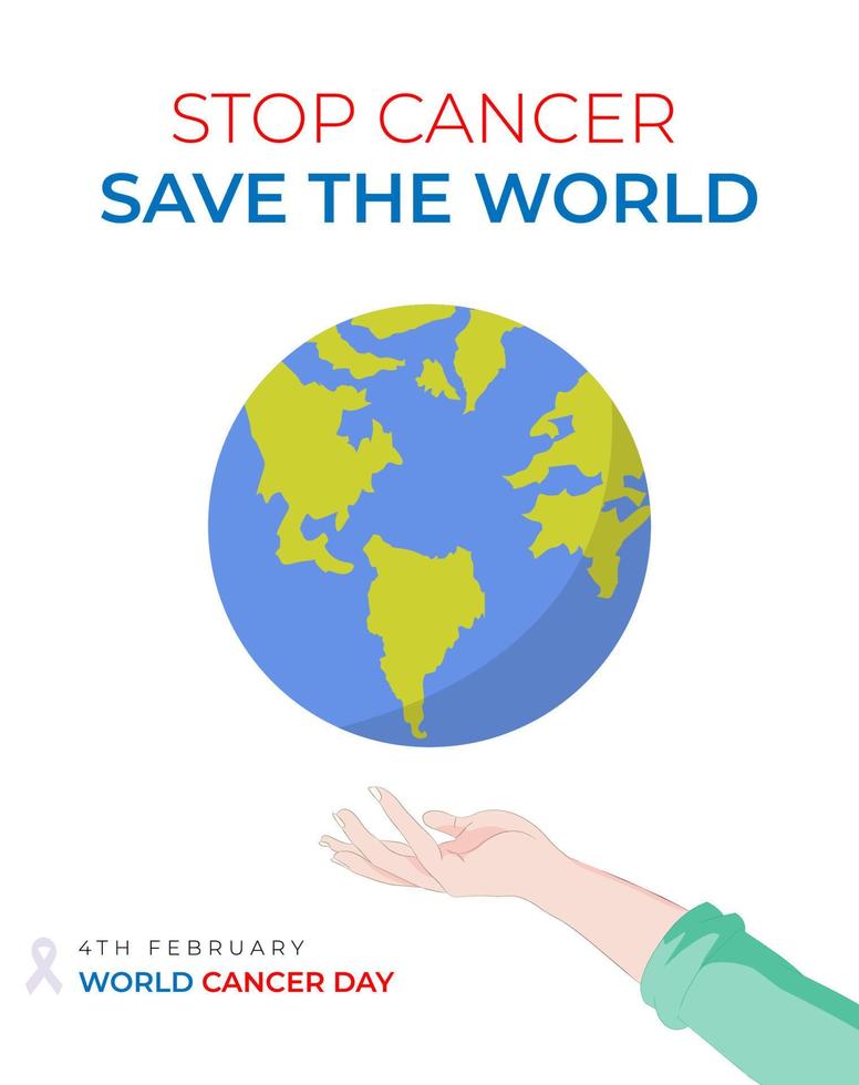 Stop cancer 4th february day design world cancer day illustration save the world campaign on white color background. vector