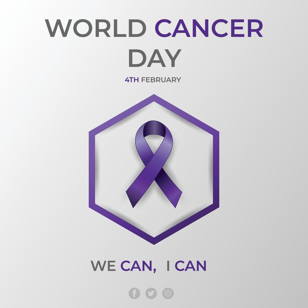 día mundial del cáncer 4 de febrero día diseño de banner de estilo moderno, detener el cáncer, campaña de concienciación sobre fondo de color azul degradado. vector