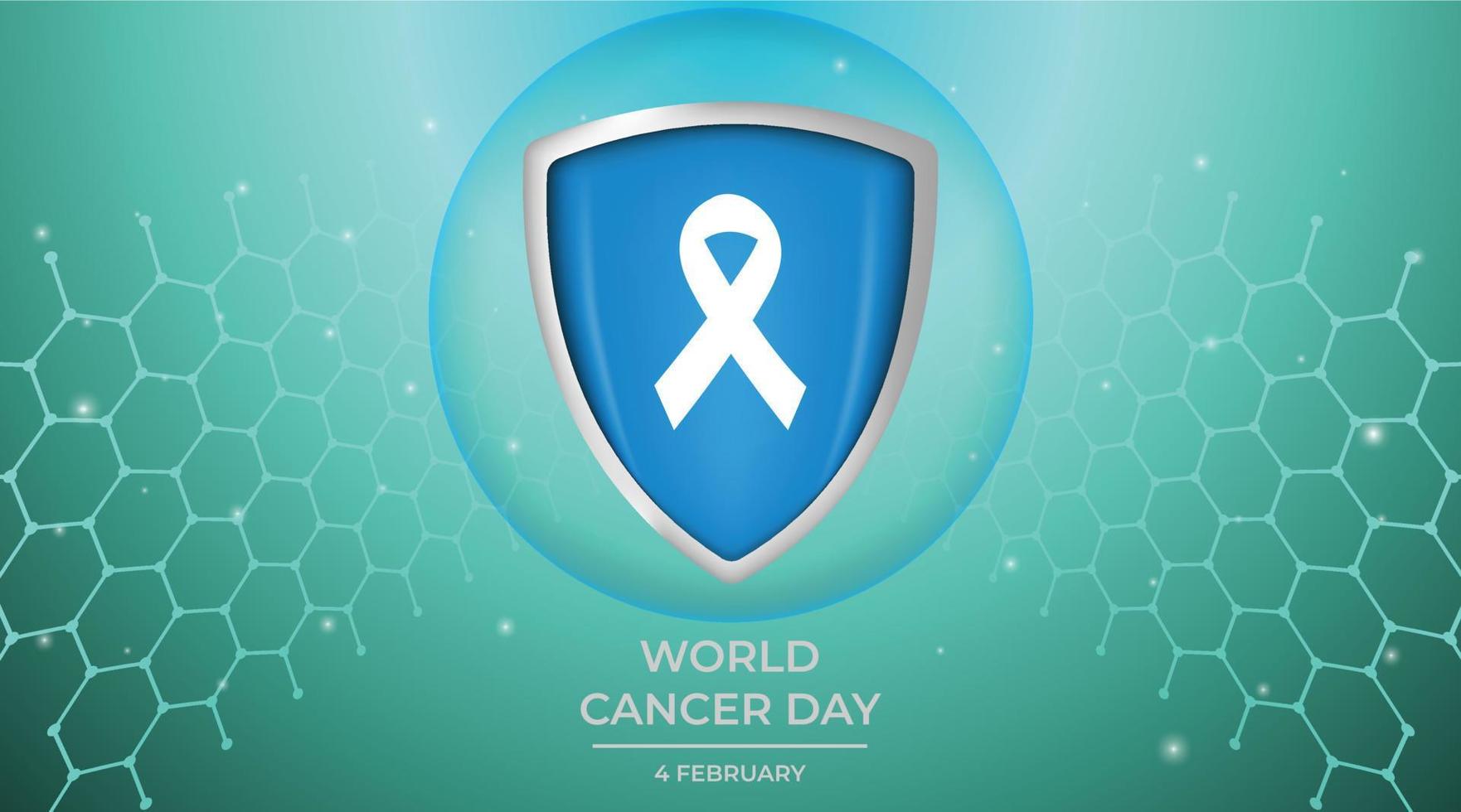 World cancer day 4th february day modern style banner design, stop cancer, awareness campaign on gradient blue color background. vector