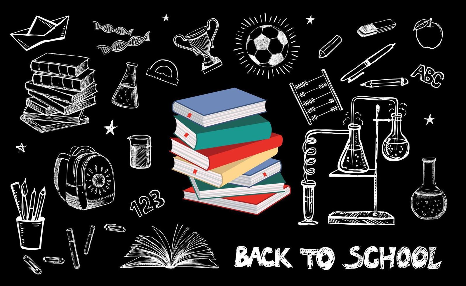 Back To School hand drawn set vector