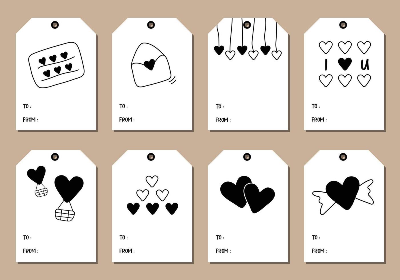 Set of Valentine's day tags for gift boxes, gift tags and more. vector
