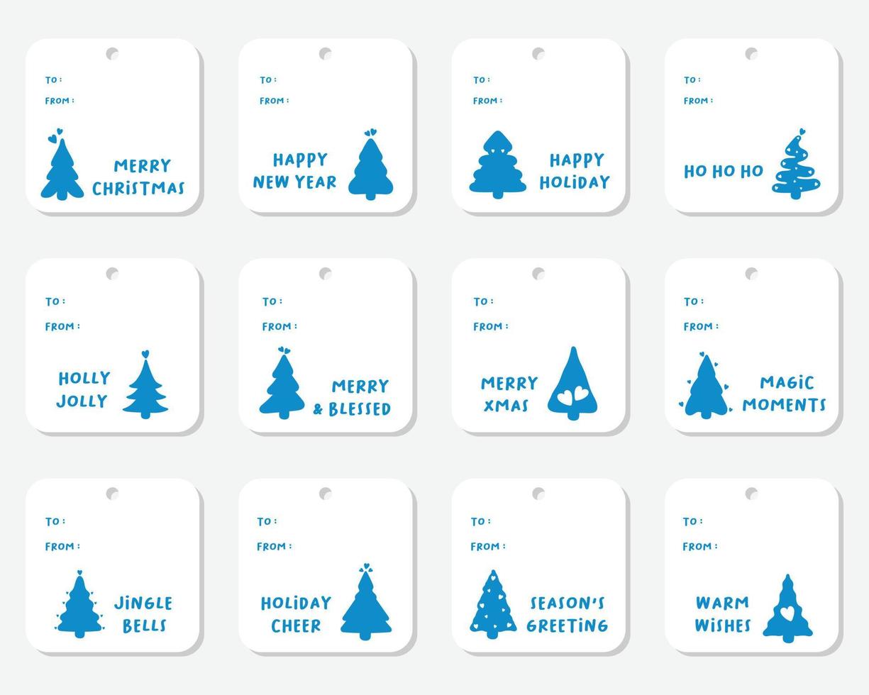 Set of decorative Merry Christmas gift tags. vector