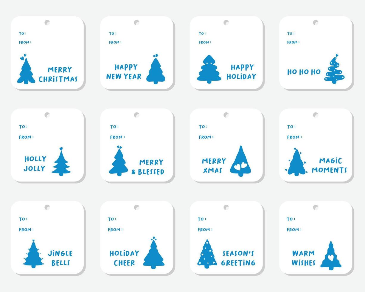 Set of decorative Merry Christmas gift tags. vector