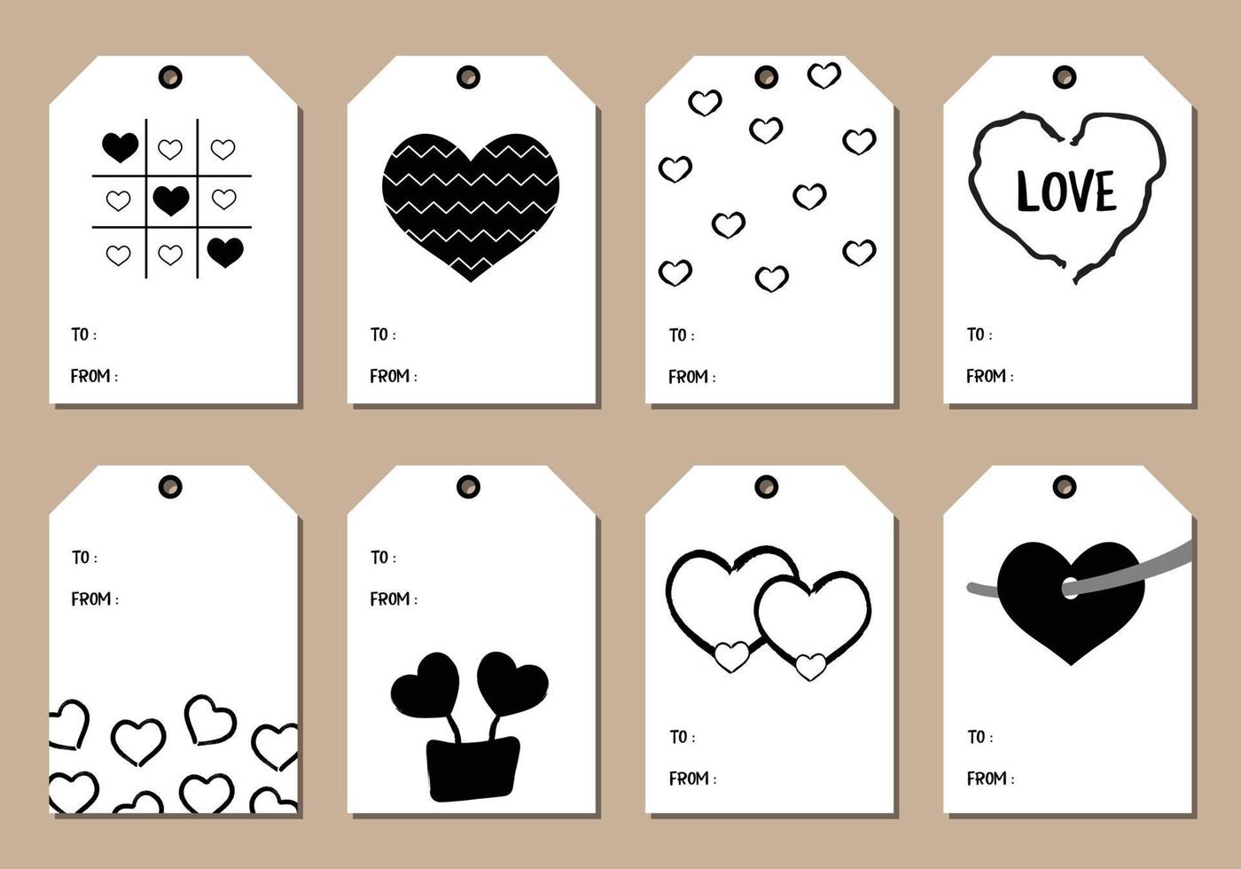 conjunto de etiquetas de San Valentín para cajas de regalo, etiquetas de regalo y más. vector