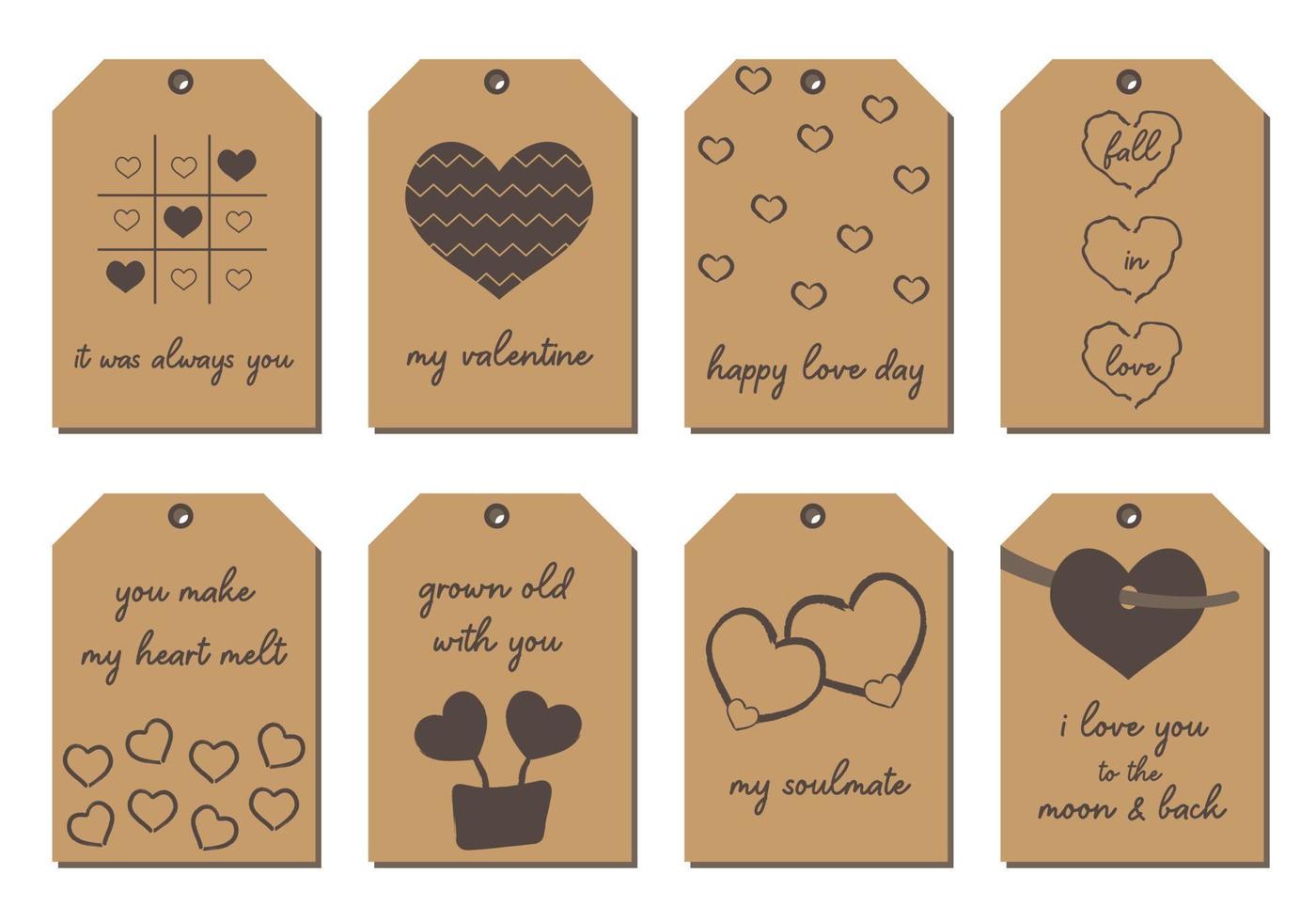 Set of Valentine's day tags for gift boxes, gift tags and more. vector