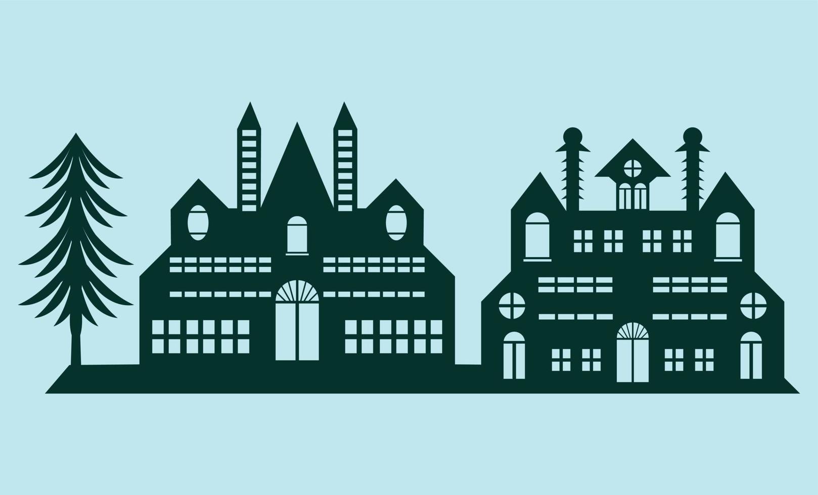 christmas house Silhouette, laser cut design vector