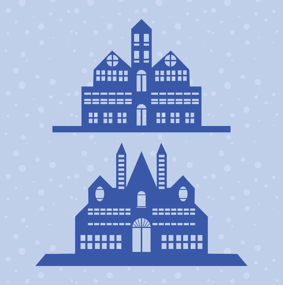 christmas house Silhouette, laser cut design vector