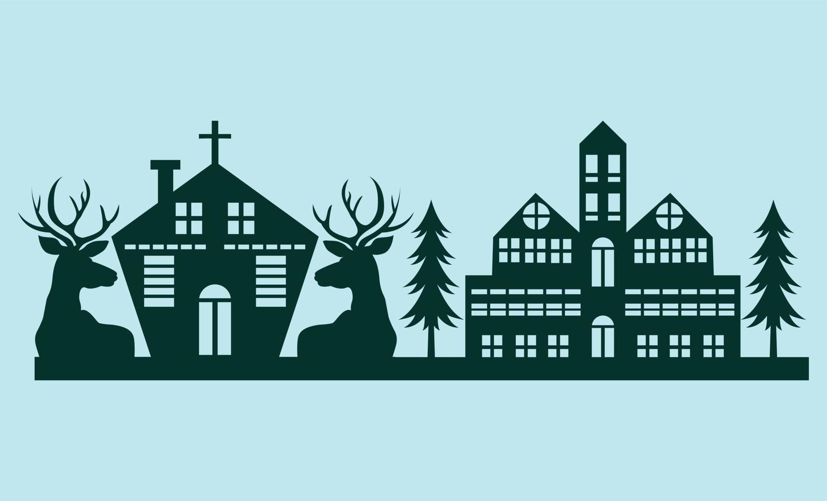 christmas house Silhouette, laser cut design vector