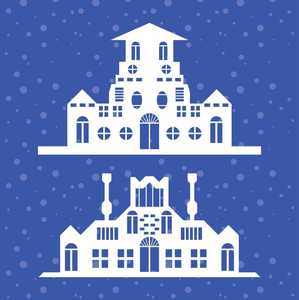 christmas house Silhouette, laser cut design vector