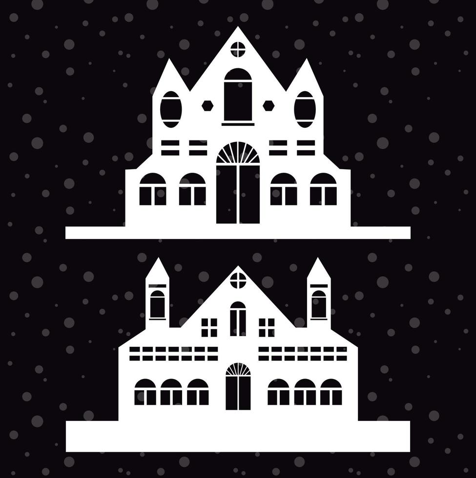 christmas house Silhouette, laser cut design vector