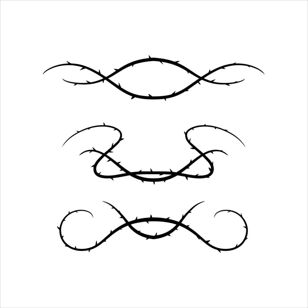 Thorn branch or vine. Natural intertwined pattern. Element of tattoo with spike. vector