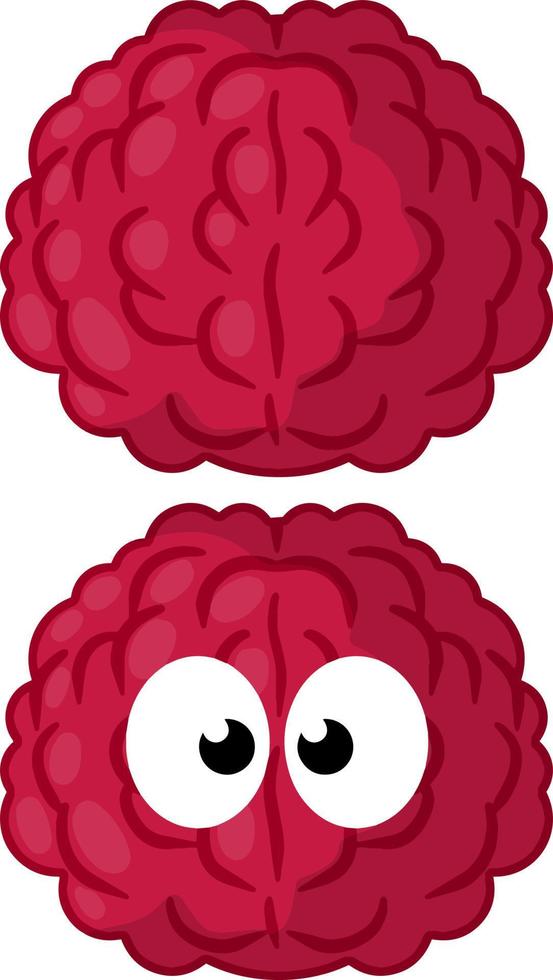 Funny brain with eyes.  Cartoon flat illustration vector