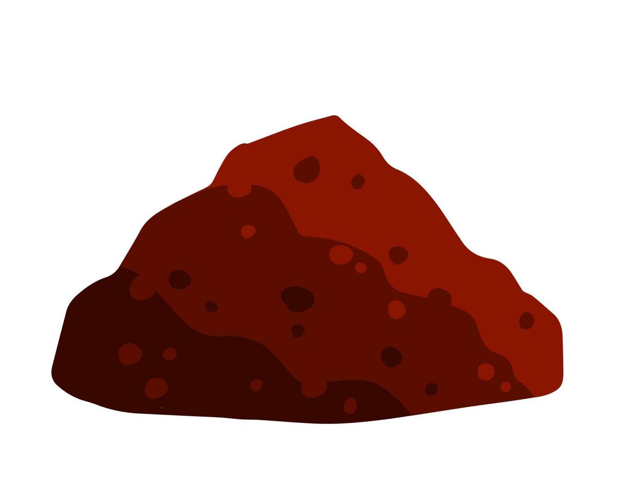 Pile of earth. Brown mound. Land and soil for farming. Flat cartoon isolated on white vector